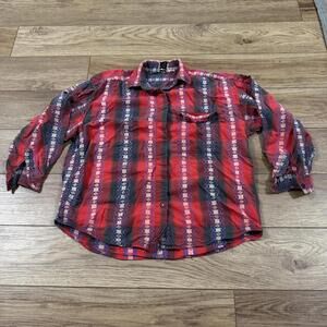 Vintage Chez Western Stripe Button Up Shirt Size M 80s 90s